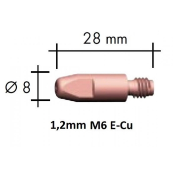 Kontaktsuudmik E-Cu M6x28x8 - 1,2mm, traadidüüs