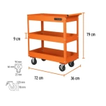 Ratastel terasest tööriistakäru 3 riiuliga Truper®