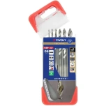 Tivoly Smart Point HSS-metallipuuride komplekt – 6-osaline Ø2–8 mm, automaatne tsenterdus ja Smart Point, kolmnurkvars 5 mm, CLIPSTER karp