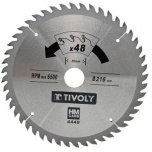 Saeketas Tivoly 210x30x2.8/1.7mm, z40, 5°, (20mm adapter), puidule