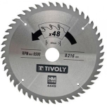 Saeketas Tivoly 190x30x2.8/1.7mm, z40, 15°, (20mm adapter), puidul