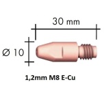 Kontaktsuudmik E-Cu M8x30x10 - 1,2mm, Binzel